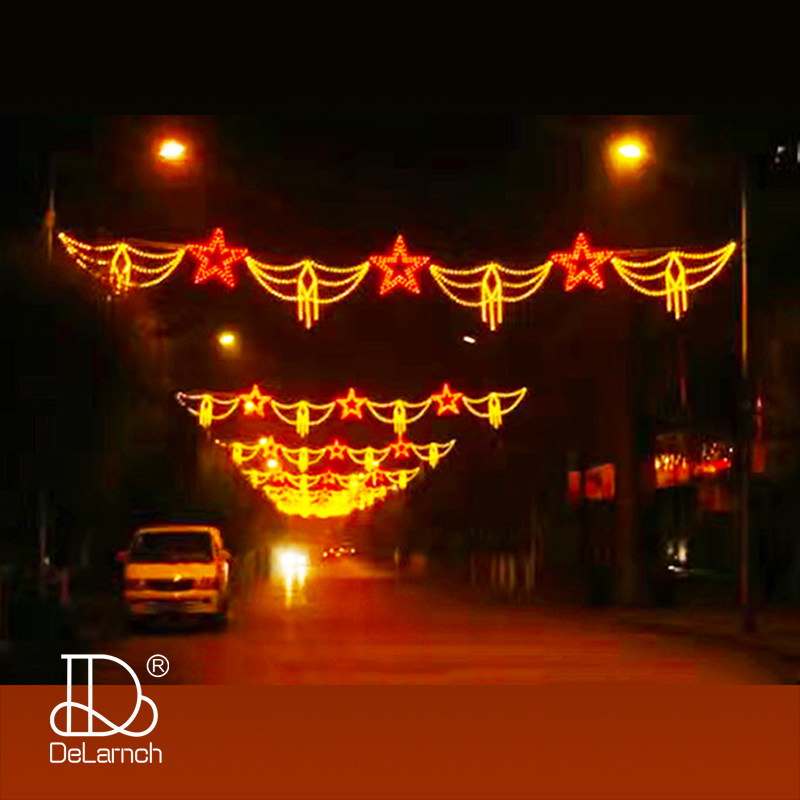 LED跨街灯麦兜造型装饰元旦春节景区横跨街灯市政亮化过街灯造型